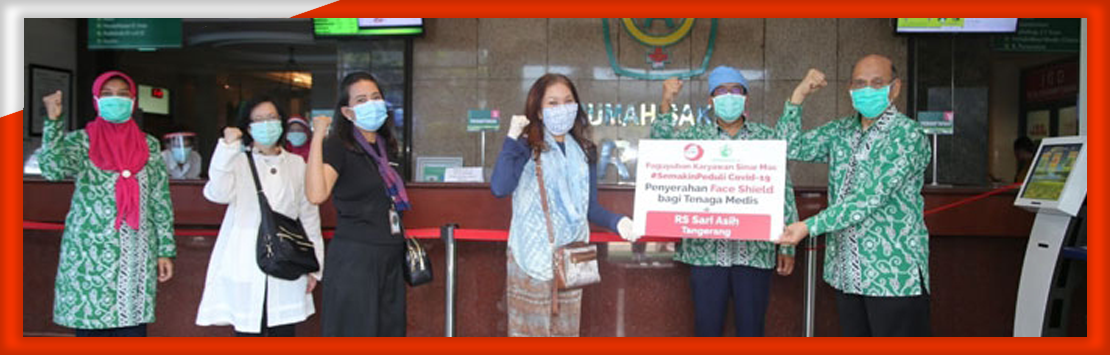 Paguyuban Karyawan Sinar Mas Menyerahkan Bantuan Face Shield Kepada RS Awal Bros - Bekasi Barat