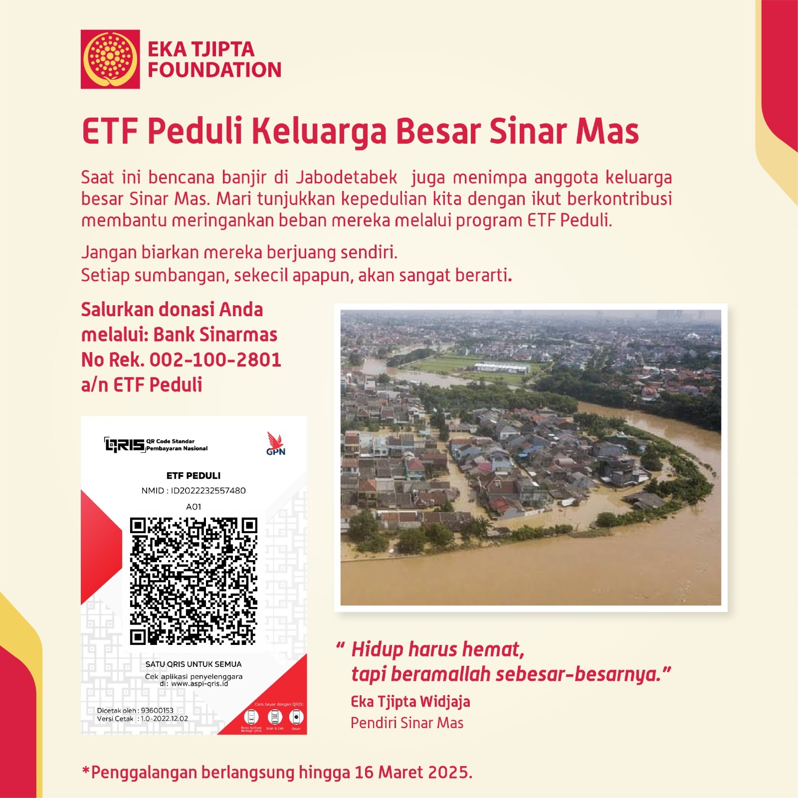 pamflet untuk ETF Peduli Banjir DKI Jakarta 2025 umum